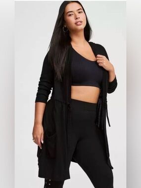 Torrid Black Hooded Anorak Open Front Cardigan sz 2X